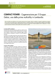 Cogenerazione per il Gruppo Gelsia, una delle prime multiutility in Lombardia