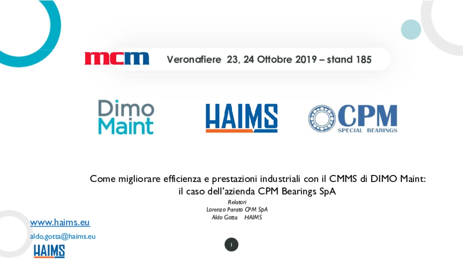 Come migliorare efficienza e prestazioni industriali con il CMMS di DIMO Maint: il caso dell''azienda CPM Bearings