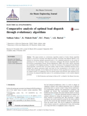 Comparative analysis of optimal load dispatch through evolutionary algorithms