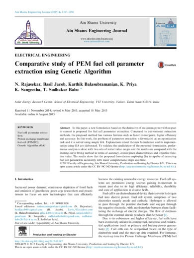 Comparative study of PEM fuel cell parameter extraction using genetic