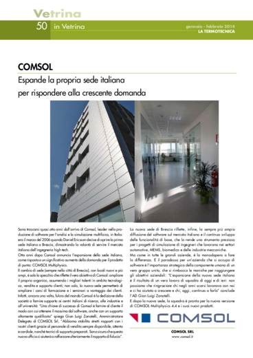 COMSOL. Espande la propria sede italiana per rispondere alla crescente domanda