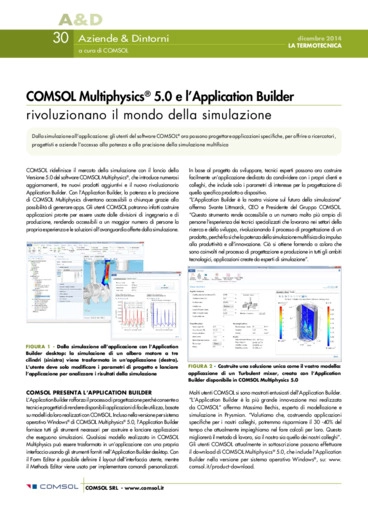 COMSOL Multiphysics® 5.0 e l’Application Builder rivoluzionano il mondo della simulazione