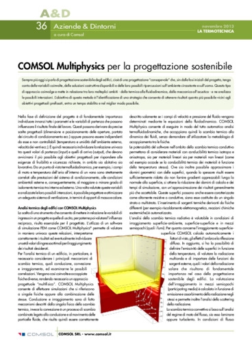 COMSOL Multiphysics per la progettazione sostenibile