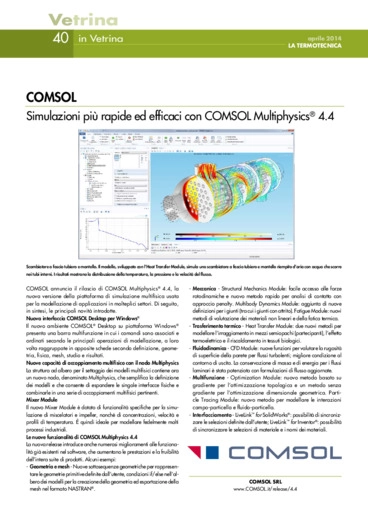 COMSOL. Simulazioni più rapide ed efficaci con COMSOL Multiphysics® 4.4
