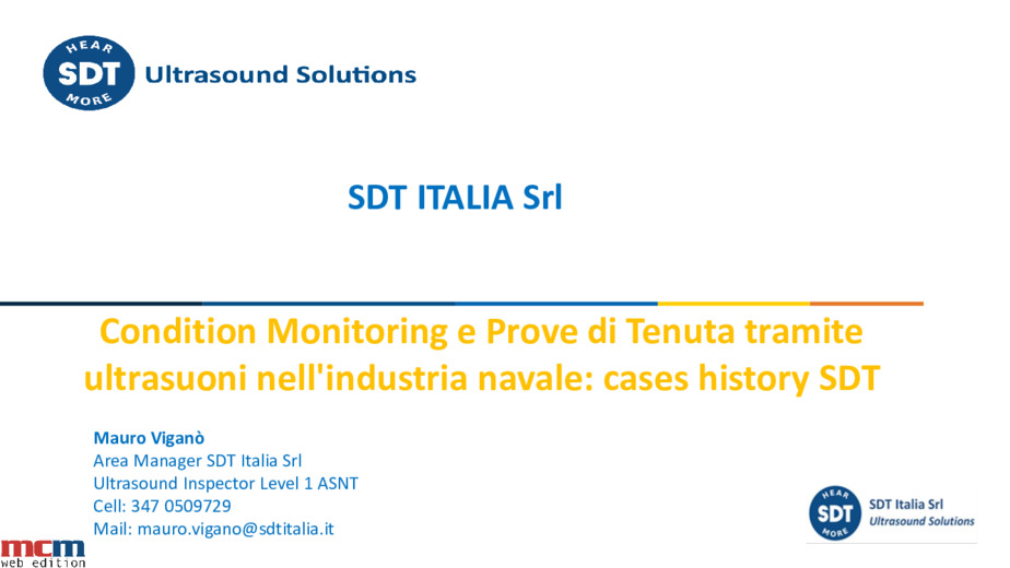 Condition Monitoring e Prove di Tenuta tramite ultrasuoni nell'industria navale: case histories SDT