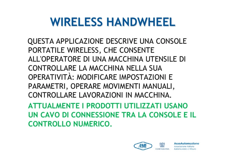 Console di comando wireless realtime per macchine utensili