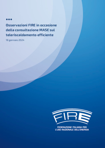 Consultazione decreto OIERT: ecco le osservazioni FIRE sul teleriscaldamento efficiente
