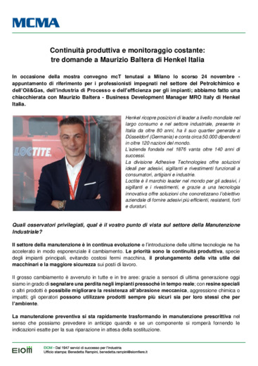 Continuità produttiva e monitoraggio costante: tre domande a Maurizio Baltera di Henkel Italia
