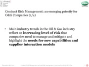 Contract Risk Management and portfolio management: issues and trends in
