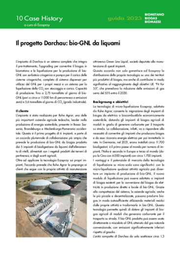 Conversione biogas in biometano e liquefazione per produzione bio-GNL
