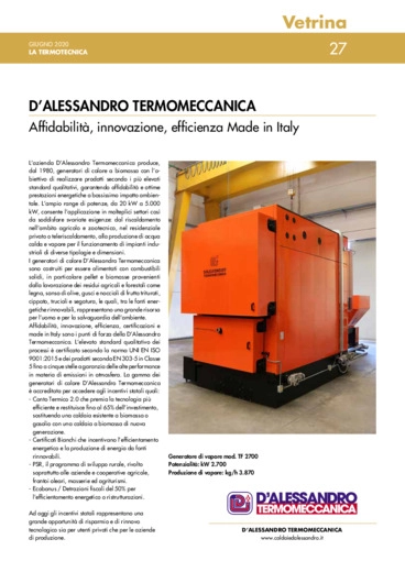 D'ALESSANDRO TERMOMECCANICA. Affidabilit, innovazione, efficienza Made in Italy