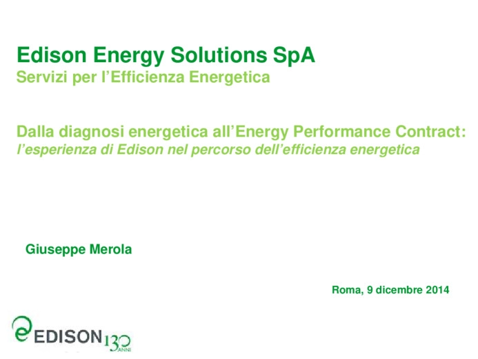 Dalla diagnosi energetica all’Energy Performance Contract