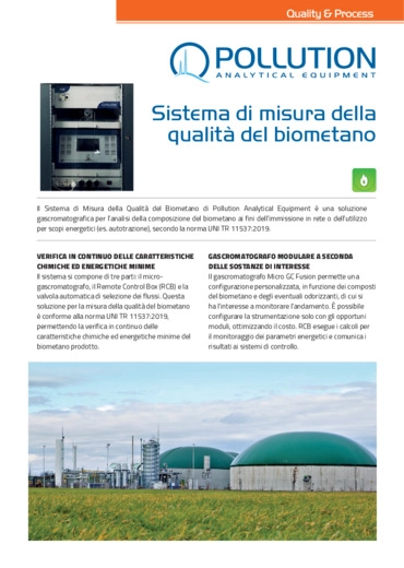 Datasheet - Sistema di misura della qualità del biometano
