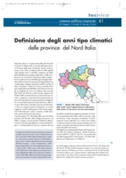 Definizione degli anni tipo climatici delle province del Nord Italia