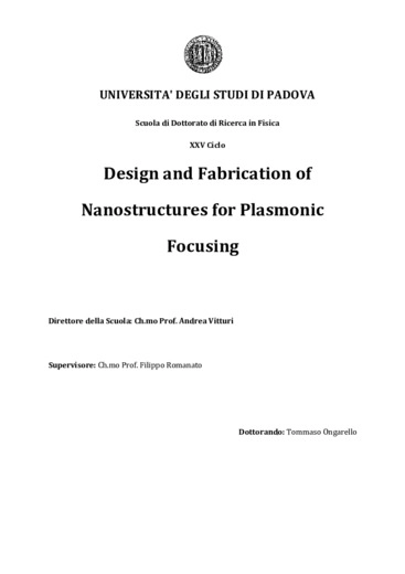 Design and Fabrication of Nanostructures for Plasmonic Focusing