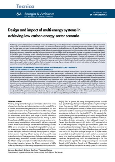 Design and impact of multi-energy systems in achieving low carbon
