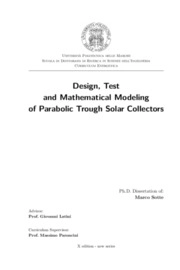 Design, test and mathematical modeling of parabolic trough solar collectors