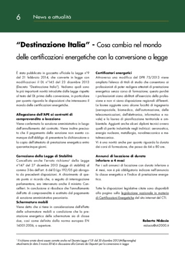 “Destinazione Italia”: cosa cambia nel mondo delle certificazioni energetiche con