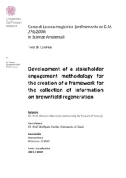 Development of a stakeholder engagement methodology for a framework on brownfield regeneration