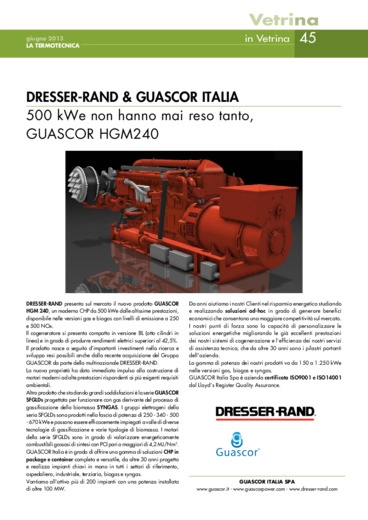 DRESSER-RAND & GUASCOR ITALIA 500 kWe non hanno mai reso tanto