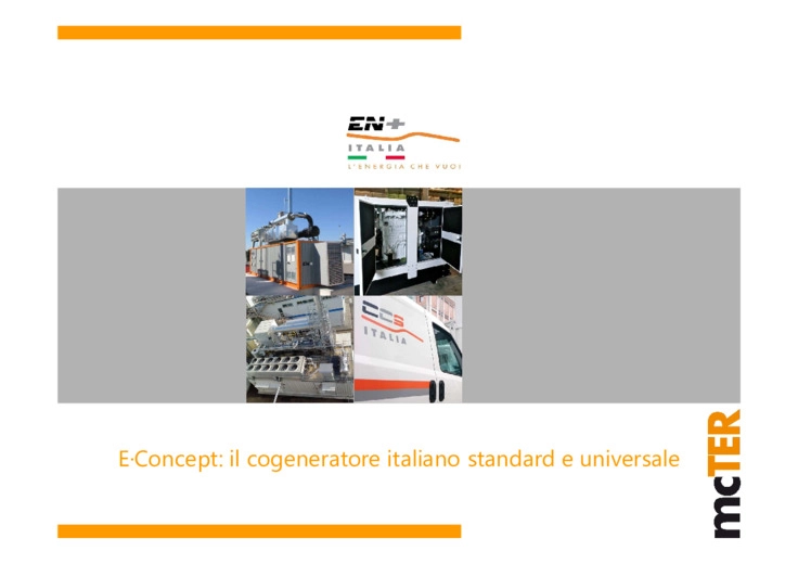 E•Concept. Il Cogeneratore Italiano Standard e Universale