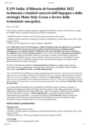 E.ON Italia: il Bilancio di Sostenibilità 2022 testimonia i risultati concreti a favore della transizione energetica