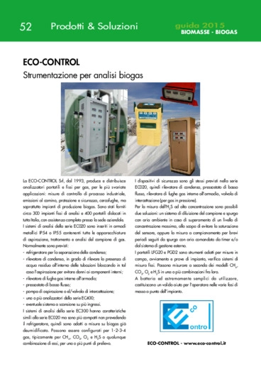ECO-CONTROL. Strumentazione per analisi biogas