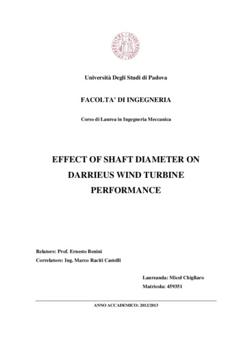 Effect of shaft diameter on darrieus wind turbine performance
