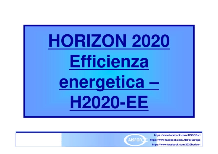 Efficienza energetica – H2020-EE