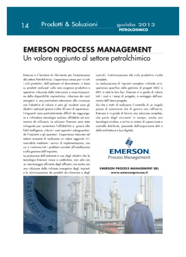 Emerson Process Management. Un valore aggiunto al settore petrolchimico
