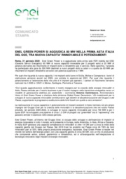 Enel Green Power Si Aggiudica 80 Mw Nella Prima Asta Italia Del Gse, Tra Nuova Capacita' Rinnovabile E Potenziamenti