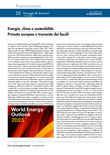 Energia, clima e sostenibilità. Primato europeo e tramonto dei fossili