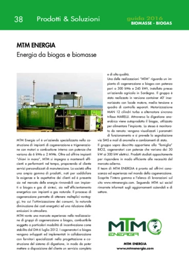 Energia da biogas e biomasse