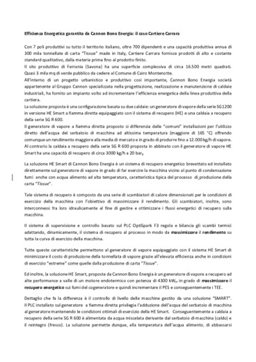 Efficienza Energetica garantita da Cannon Bono Energia: il caso Cartiere Carrara