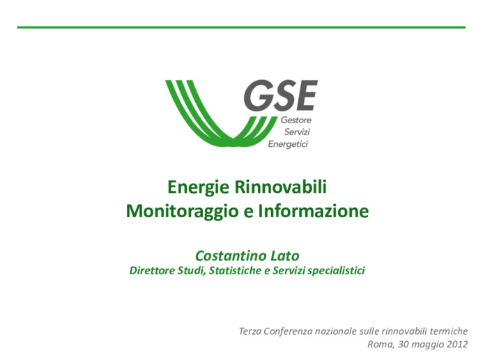 Energie rinnovabili - Monitoraggio e informazione