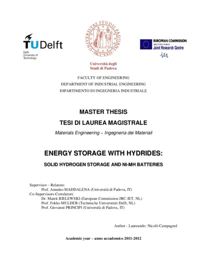 Energy storage with hydrides