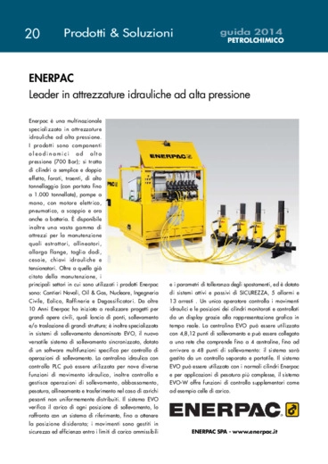 ENERPAC<br>Leader in attrezzature idrauliche ad alta pressione