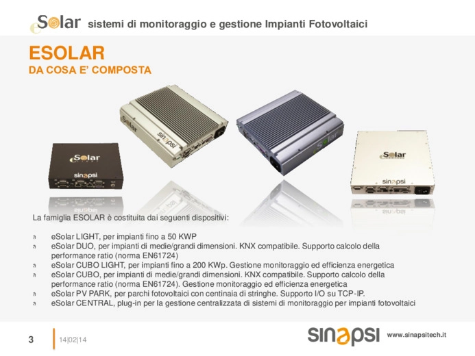 ESOLAR: sistemi di Sinapsi per il monitoraggio e la gestione della manutenzione di impianti fotovoltaici.