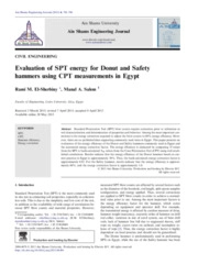 Evaluation of SPT energy for Donut and Safety hammers using