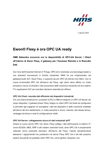 Ewon® Flexy è ora OPC UA ready