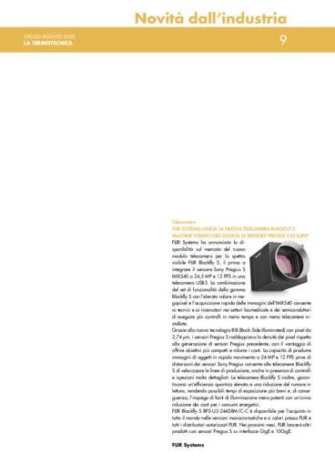 Flir systems lancia la nuova telecamera blackfly s machine vision usb3 dotata di sensore pregius s di Sony