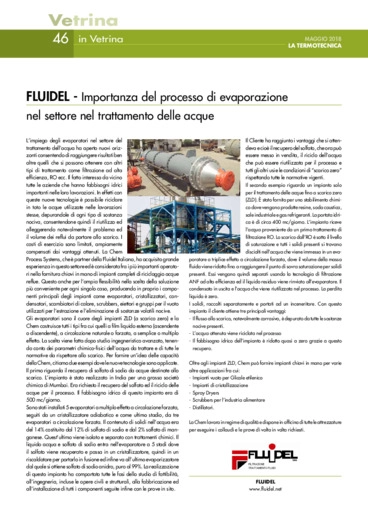 FLUIDEL - Importanza del processo di evaporazione nel settore nel trattamento delle acque