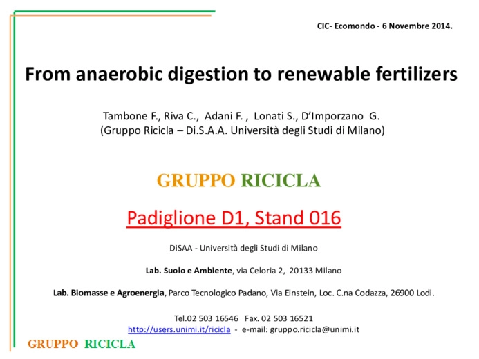 From anaerobic digestion to renewable fertilizers