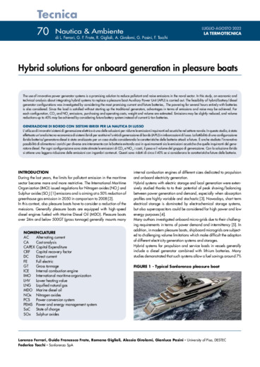 Hybrid solutions for onboard generation in pleasure boats