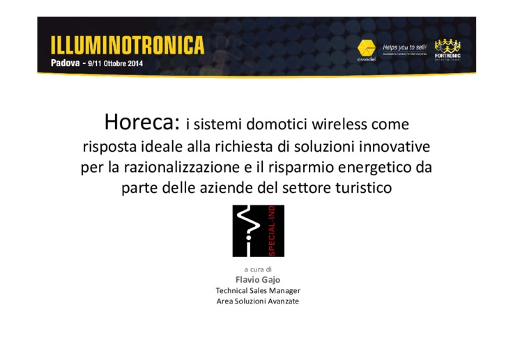 Horeca: i sistemi domotici wireless come risposta ideale alla richiesta di soluzioni innovative nel settore turistico