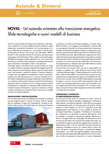 HOVAL - Un'azienda orientata alla transizione energetica. Sfide tecnologiche e nuovi modelli di business
