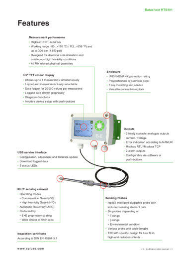 HTS801 - Sensore di umidit e temperatura per condizioni di elevata umidit e inquinamento chimico