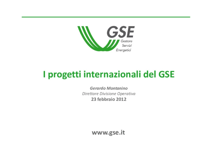 I progetti internazionali del GSE