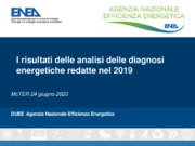 I risultati delle analisi delle diagnosi energetiche redatte nel 2019