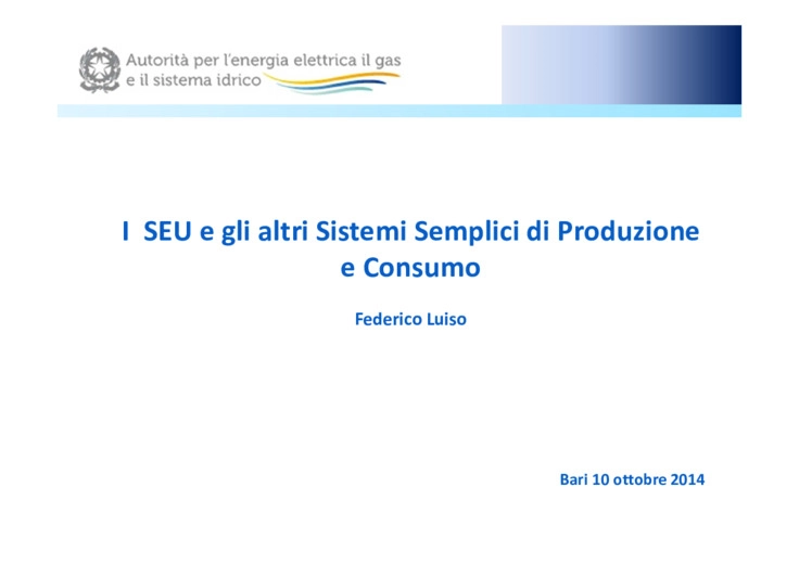 I SEU e gli altri sistemi semplici di produzione e consumo